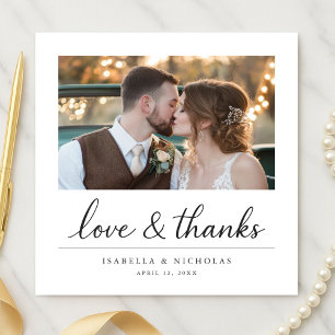 Love & Thanks   Minimalist Wedding Photo Square Thank You Card