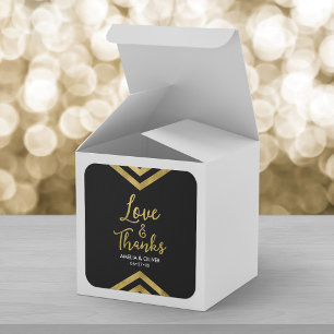 Love & Thanks Modern Faux Gold Chevron Geometric Square Sticker