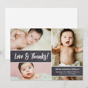 Love & Thanks Modern Photo Collage Baby Shower  Thank You Card