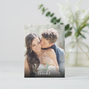 Love Thanks Modern Photo Wedding Thank You Postcard