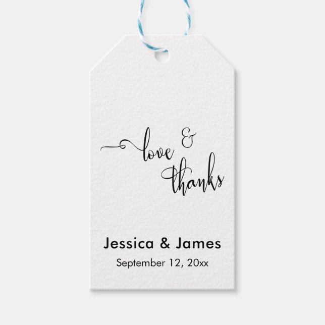 Love & Thanks Personalized Wedding Gift Tags (Front)
