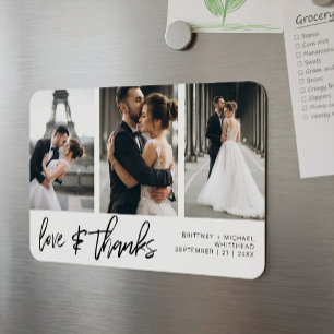 Love Thanks Photo Collage Hand-Lettered White  Magnet