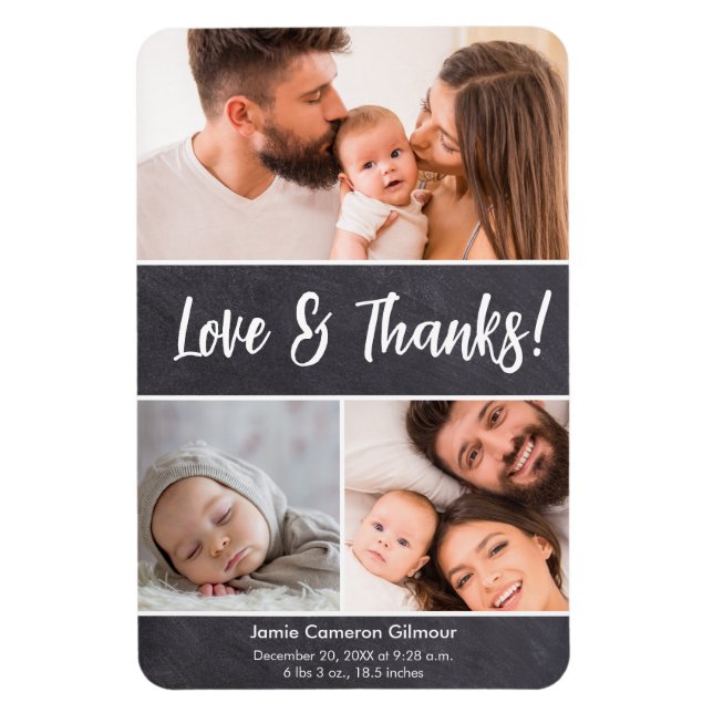 Love & Thanks Photo Collage Vertical Baby Shower  Magnet (Vertical)