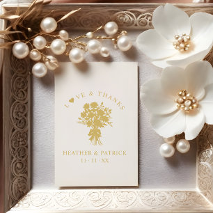 Love & Thanks Quote Wedding Bouquet Silhouette Rubber Stamp