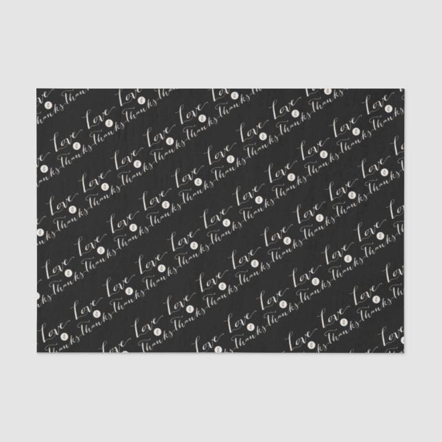 Love & Thanks Script Calligraphy Chic Tissue Paper (Front)