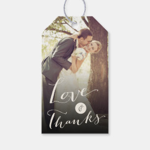 Love & Thanks Script Calligraphy Wedding Gift Tags