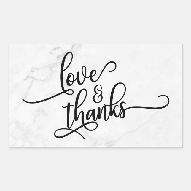 Love & Thanks Script Over White Marble Sticker (Front)