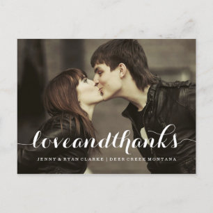 LOVE & THANKS SCRIPT WEDDING THANK YOU POST CARD