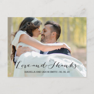 LOVE & THANKS SCRIPT WEDDING THANK YOU POSTCARD