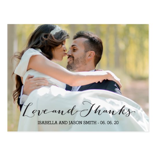 LOVE & THANKS SCRIPT | WEDDING THANK YOU POSTCARD