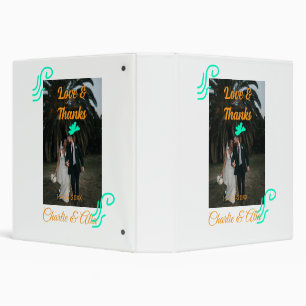 Love & thanks wedding couple photo modern add oran binder