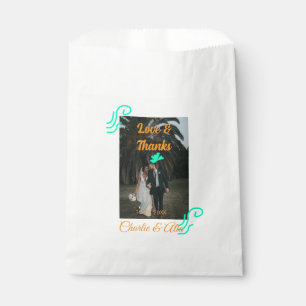 Love & thanks wedding couple photo modern add oran favour bag