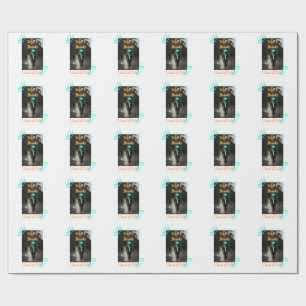 Love & thanks wedding couple photo modern add oran wrapping paper