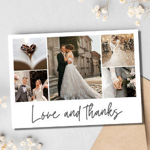 Love Thanks Wedding Elegant Photo Collage Thank You Card