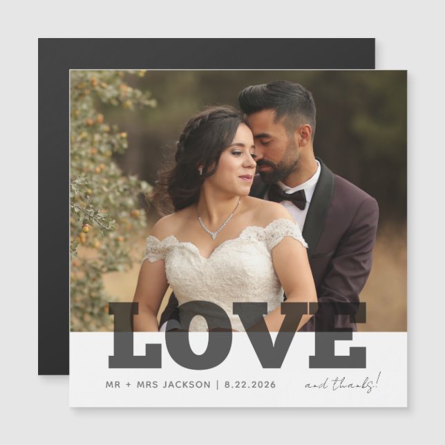 Love Thanks Wedding Photo Thank You Card (Front/Back)
