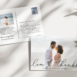 Love & Thanks   Wedding Photo Thank You Postcard