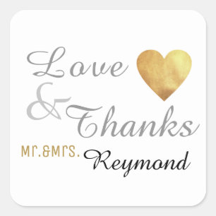 love & thanks . wedding  square sticker