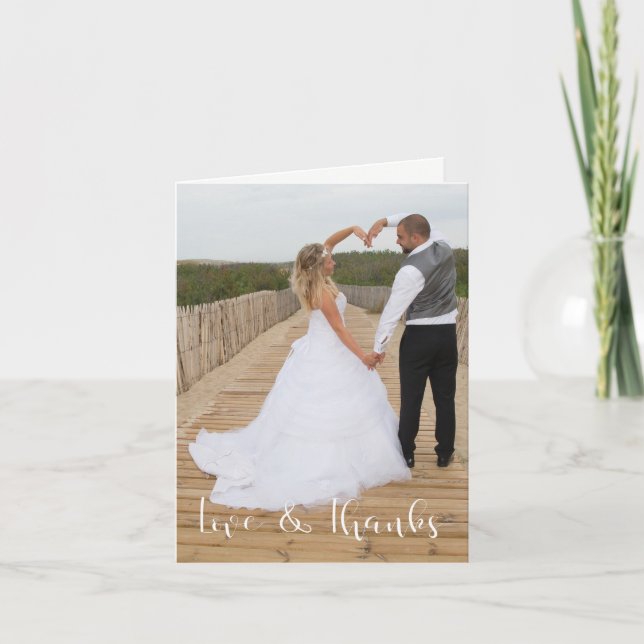 Love & Thanks Wedding Thank You Photo Note Card (Front)