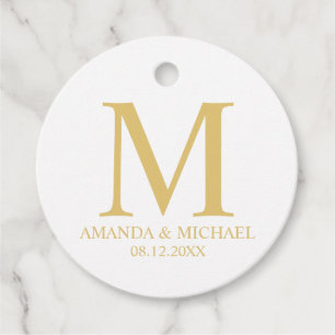 'Love & Thanks' White & Gold Elegant Wedding Favour Tags