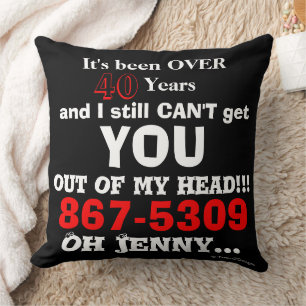 Love that 80's Music 867-5309 Retro Humour Throw Pillow