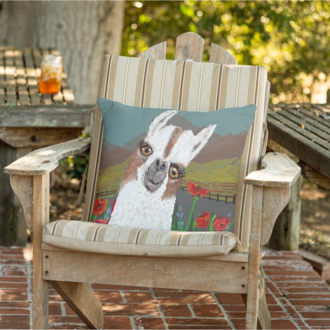 Love That Alpaca's Curiosity Outdoor Pillow (Chair)