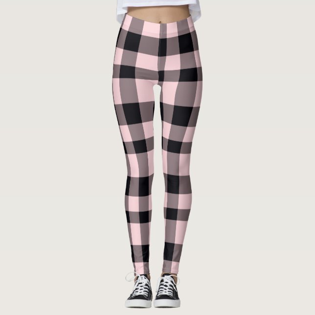 Love that pink/black Plaid Women's Leggings (Front)