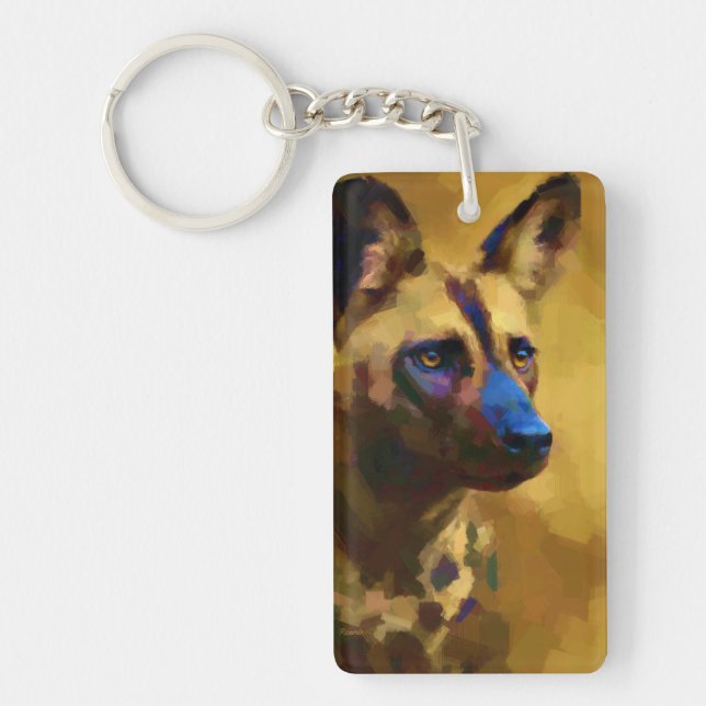 Love the African Wild Dog Painted Keychain (Front)