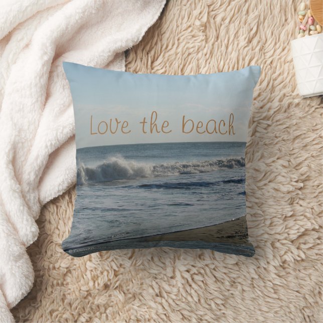 Love the Beach Ocean Sand Throw Pillow (Blanket)