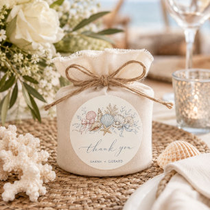 Love & The Beach Wedding Thank You Classic Round Sticker