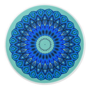 Love the Blues Mandala on Turquoise Drawer Knob