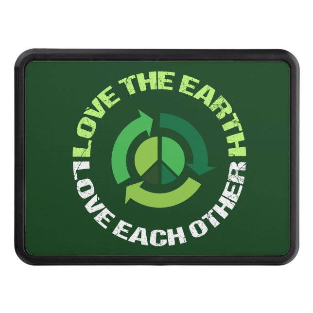 Love the Earth Environmental Awareness Green Trailer Hitch Cover (Front)