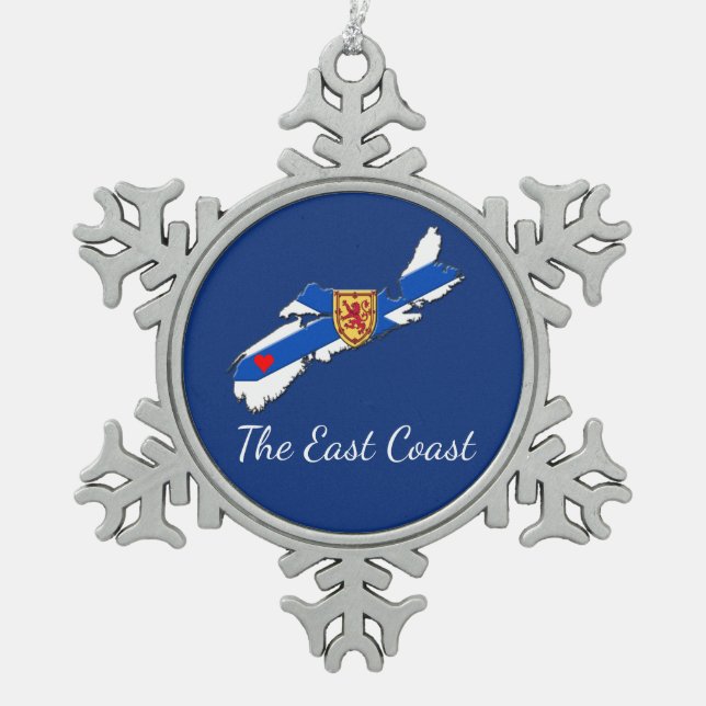 Love The East Coast Heart N.S  tree ornament blue (Front)