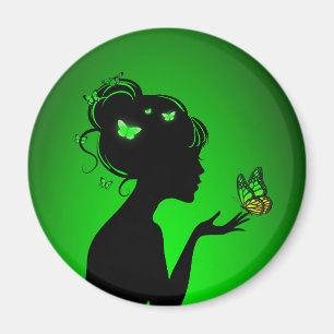 Love The Green Butterfly Woman Magnet