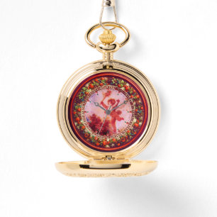 LOVE THE JESTER,CUPID IN RED PINK FLORAL CROWN WATCH