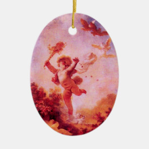 LOVE THE JESTER MONOGRAM Red Ruby Ceramic Ornament