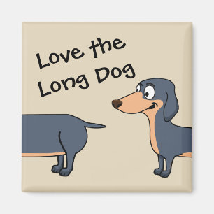 Love the Long Dog - Dachshund 2 Inch Square Magnet