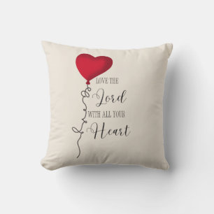 Love the Lord & Heart Balloon Throw Pillow