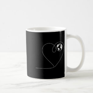 Love the planet earth heart globe minimalist coffee mug