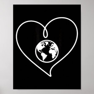 Love the planet earth heart globe minimalist poster