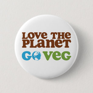 Love the Planet Go Veg 2 Inch Round Button