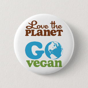 Love the Planet Go Vegan 2 Inch Round Button