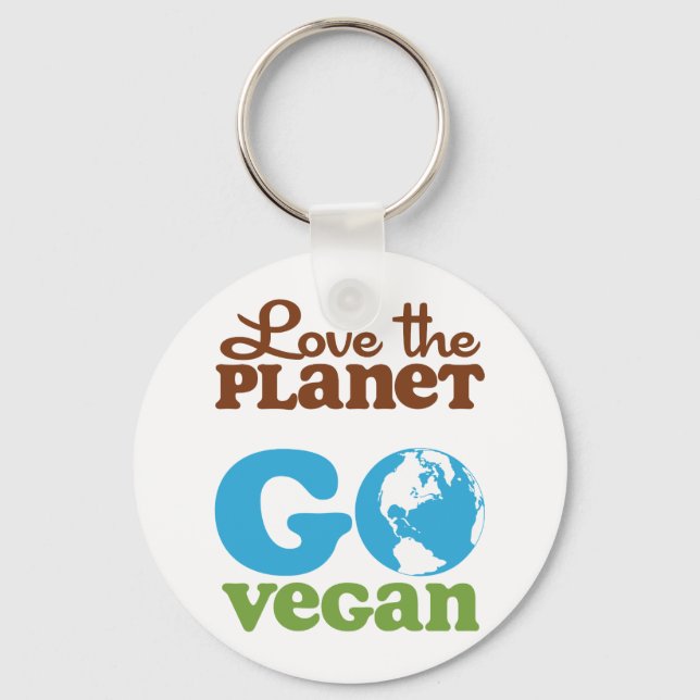 Love the Planet Go Vegan Keychain (Front)
