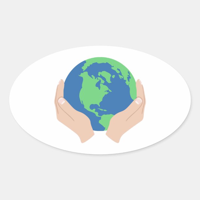 Love The Planet Oval Sticker (Front)