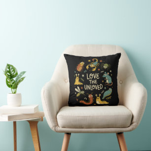 Love The Unloved Cute Cartoon Insects Funny Quote Throw Pillow