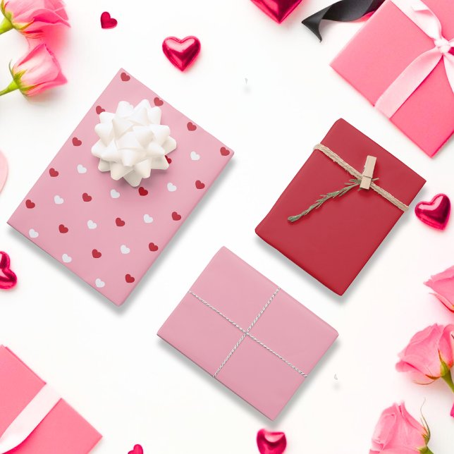 Love-Themed Valentine’s Day pink Heart Designs Wrapping Paper Sheet (Love-Themed Valentine’s Day pink Heart Designs Wrapping Paper Sheets)