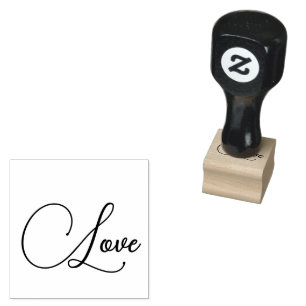 Love Themed Wooden Rubber Stamp