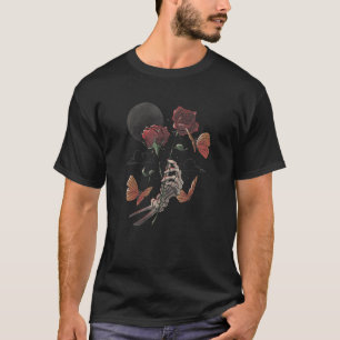 Love Thorns Skeleton Flower Halloween Roses Japane T-Shirt