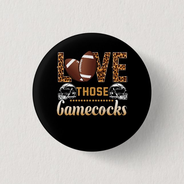 Love Those Gamecocks Football Love Leopard Sport A 1 Inch Round Button (Front)