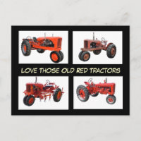 Love Those Old Red Tractors Postcard