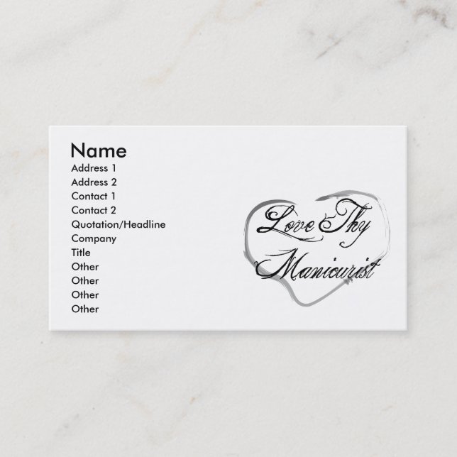 Love Thy Manicurist Business Card (Front)